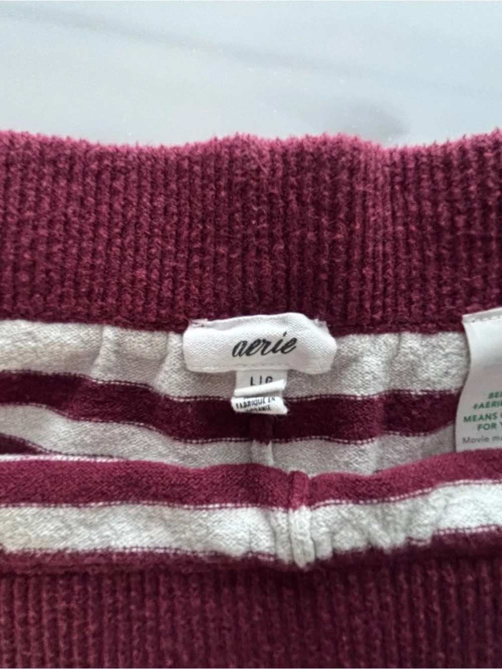 aerie Maroon and White Striped Bike Shorts